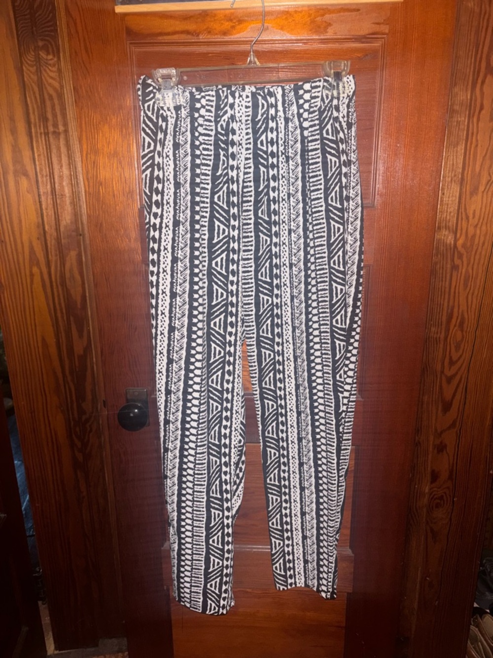 Black and White Tribal Print Wide Leg Pants